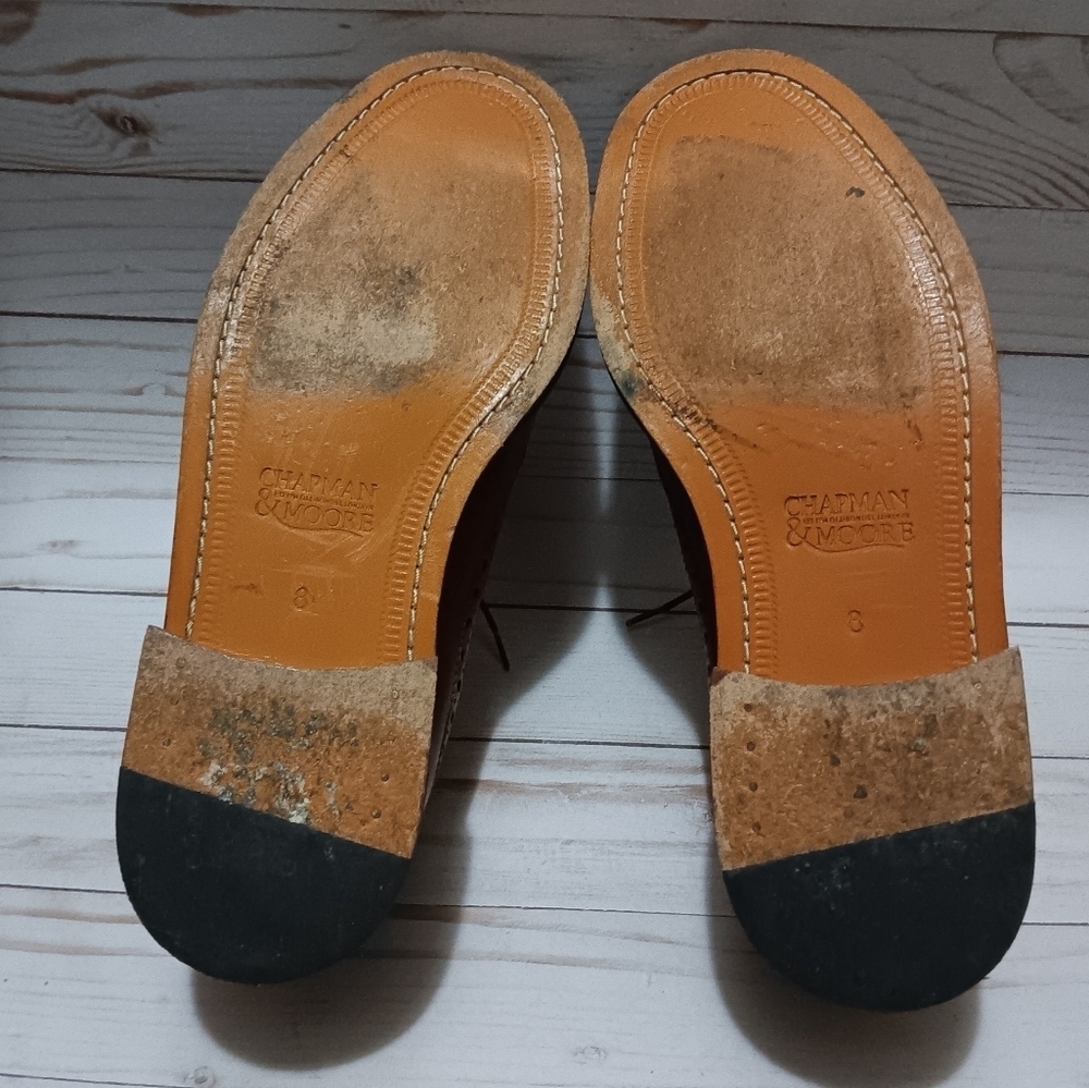 Chapman & Moore Tan Leather Oxford Brogue Mens UK 8/ US9 Preppy Business Casual - Picture 7 of 9